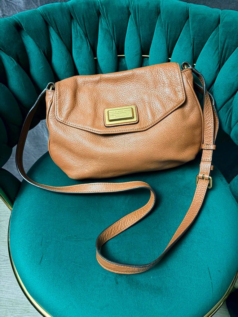 Marc By Marc Jacobs Classic Q Natasha Brown Pebbled Leather Crossbody Messenger